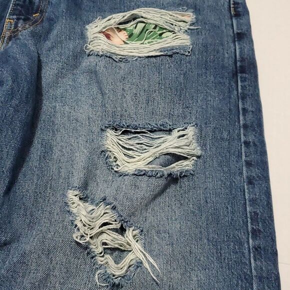 Levi's 569 Loose-Fit Straight Ripped Tropical Hawaiian Jean Shorts Waist 34 - Picture 5 of 9